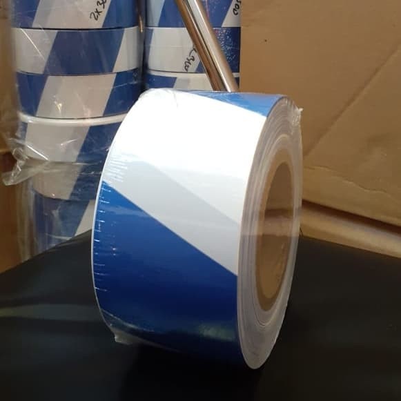 

Police Line Roll 2 Inch X 300 Meter Biru Putih Pita Pembatas Plastik Safety Line