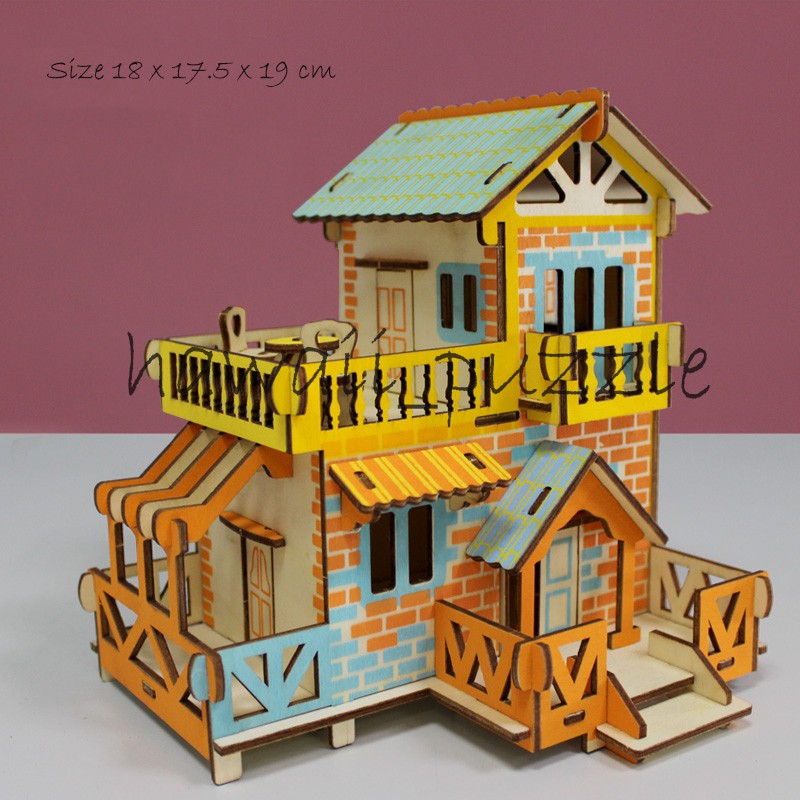 Puzzle 3D DIY bahan kayu model XIAO YANG LOU mainan puzzle edukasi anak (kado &amp;pajangan)