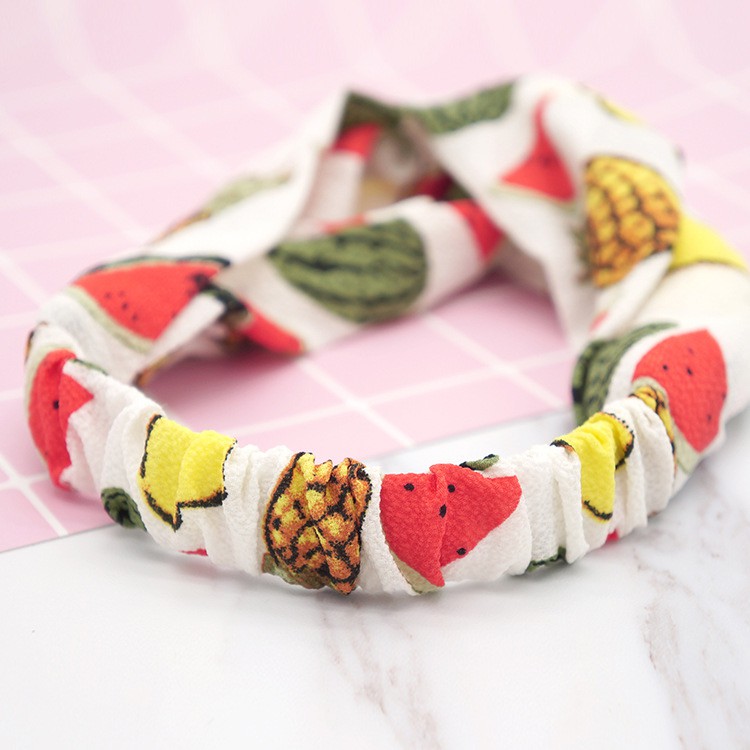 Bando Wanita Motif Buah - Bando Bandana Headband Simpul Ala Korea - Bando Import Termurah [B03]