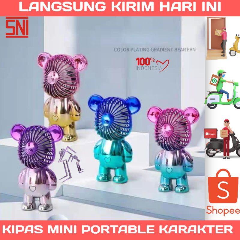 PRODUK TERBARU KIPAS ANGIN MINI PORTABLE BERUANG GRADASI USB CHARGER FUN KIPAS ANGIN VIRAL KEKINIAN / KIPAS MINI FAN BERUANG LUCU DAN IMUT TERMURAH