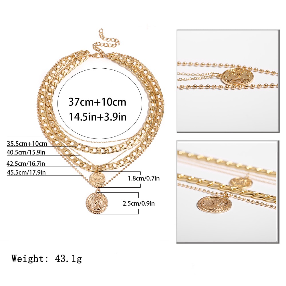 [ACKER] Kalung Paduan Liontin Medali Multilayer Untuk Wanita