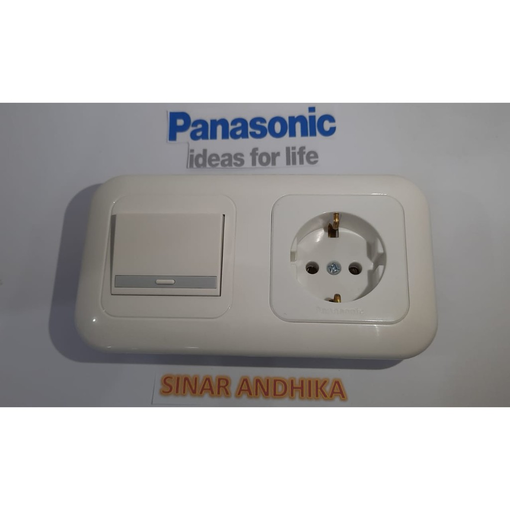 STOP KONTAK NON CP + SAKLAR ENGKEL LEBAR PUTIH PANASONIC WEJP 11312-7+WEJ 5541