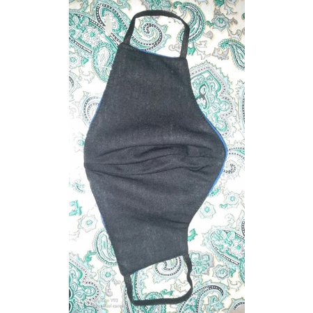 Masker Kain Katun Biru Jalasenastri Model Tali Dan Tali Hijab