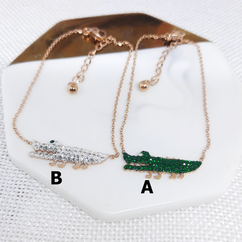 Gelang Titanium Korea Kpop Kdrama Import Rantai Buaya Crocodile Rose Gold - BB549