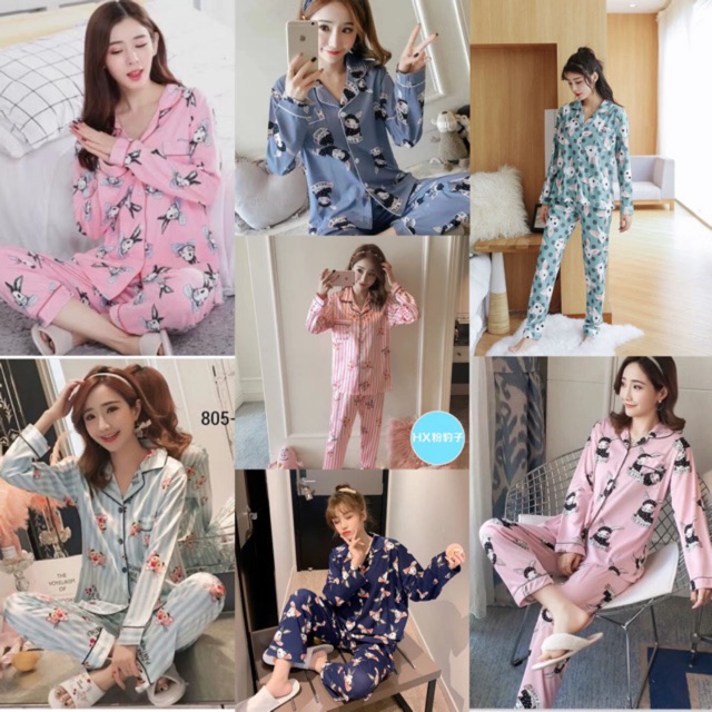 Piyama satin import / baju tidur wanita / satin / pyjamas import / baju tidur satin pp