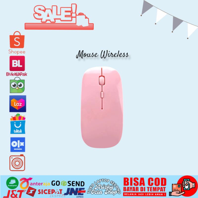 Mouse Wireless murah warna pink hitam putih ready stok