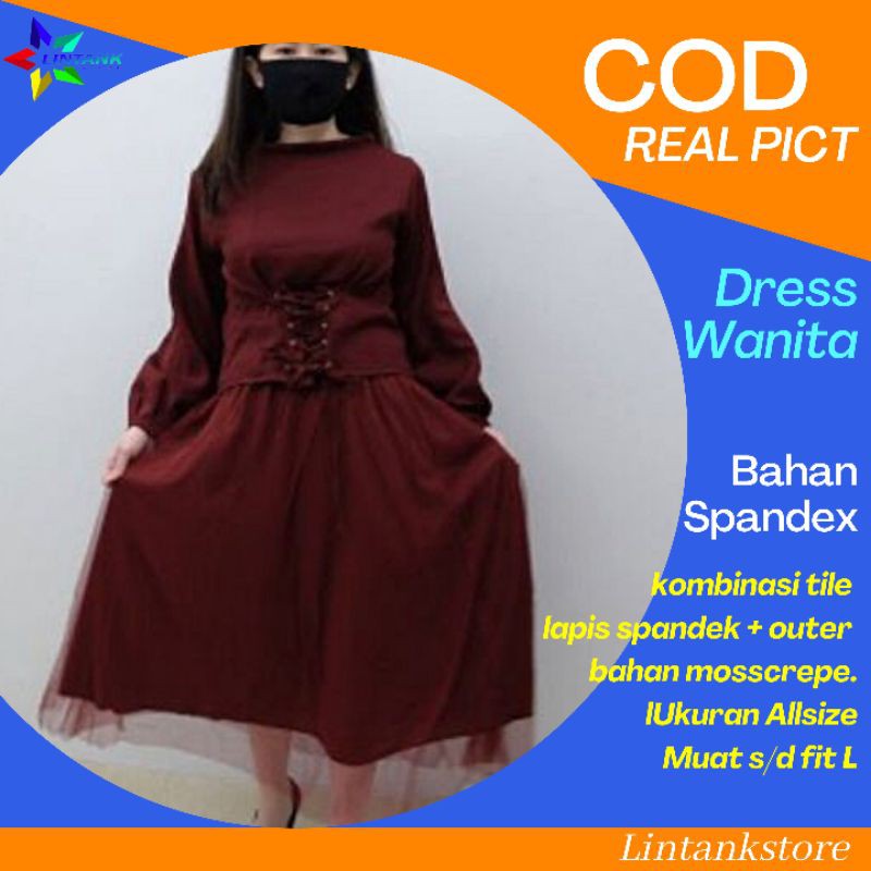 Dress Wanita Import Drees Dres Wanita Terbaru Dres Pesta Cewek Korea Kekinian Kondangan Maxidress