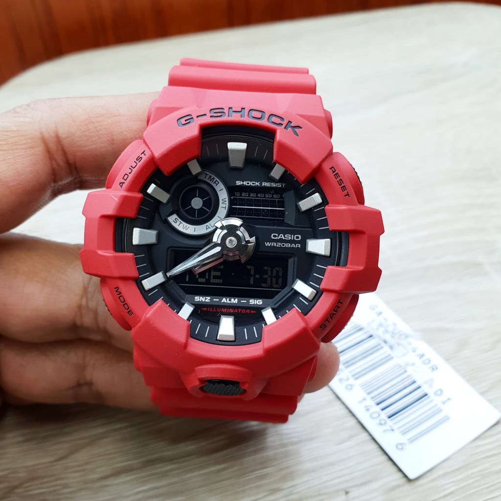 Casio G-Shock GA-700-4 100% Original Jam Tangan Pria Tali Karet Merah Hitam