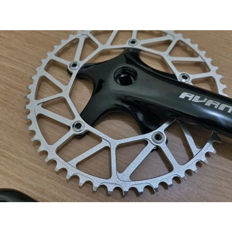 Crank Single 52 T Chain ring Litepro Black Hitam Silver Chainring 52T Seli Sepeda lipat fixie trek bike