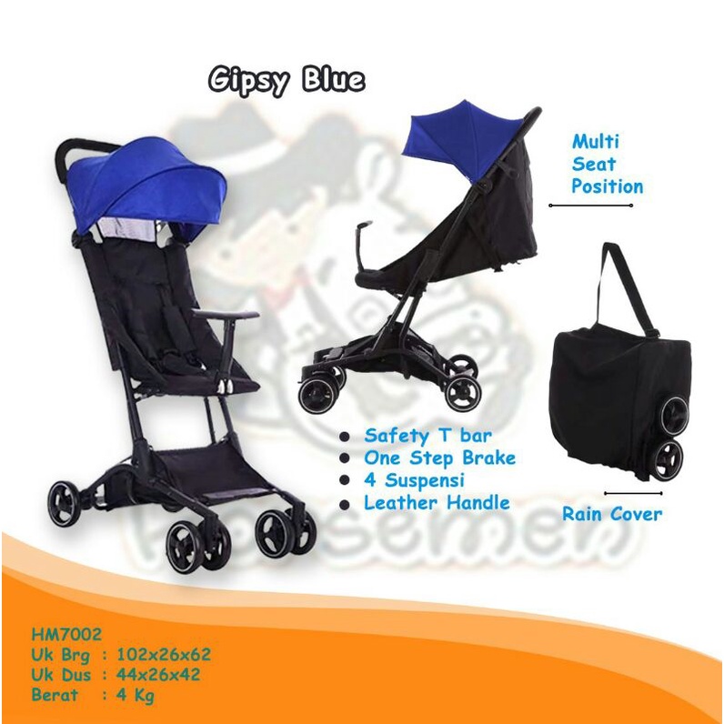 Gipsy Blue Stroller Cabin Size New Born Perlengkapan Travelling Bayi Kereta Dorong Bayi Horsemen