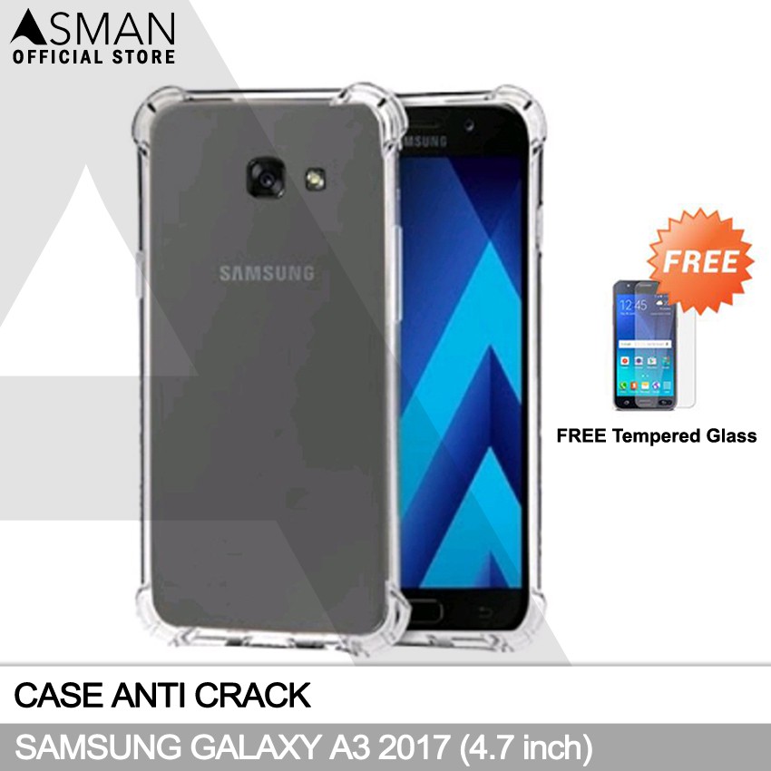 Anti Crack Samsung Galaxy A3 2017 / A320 (4.7&quot;) | Soft Case Anti Bentur + FREE Tempered Glass