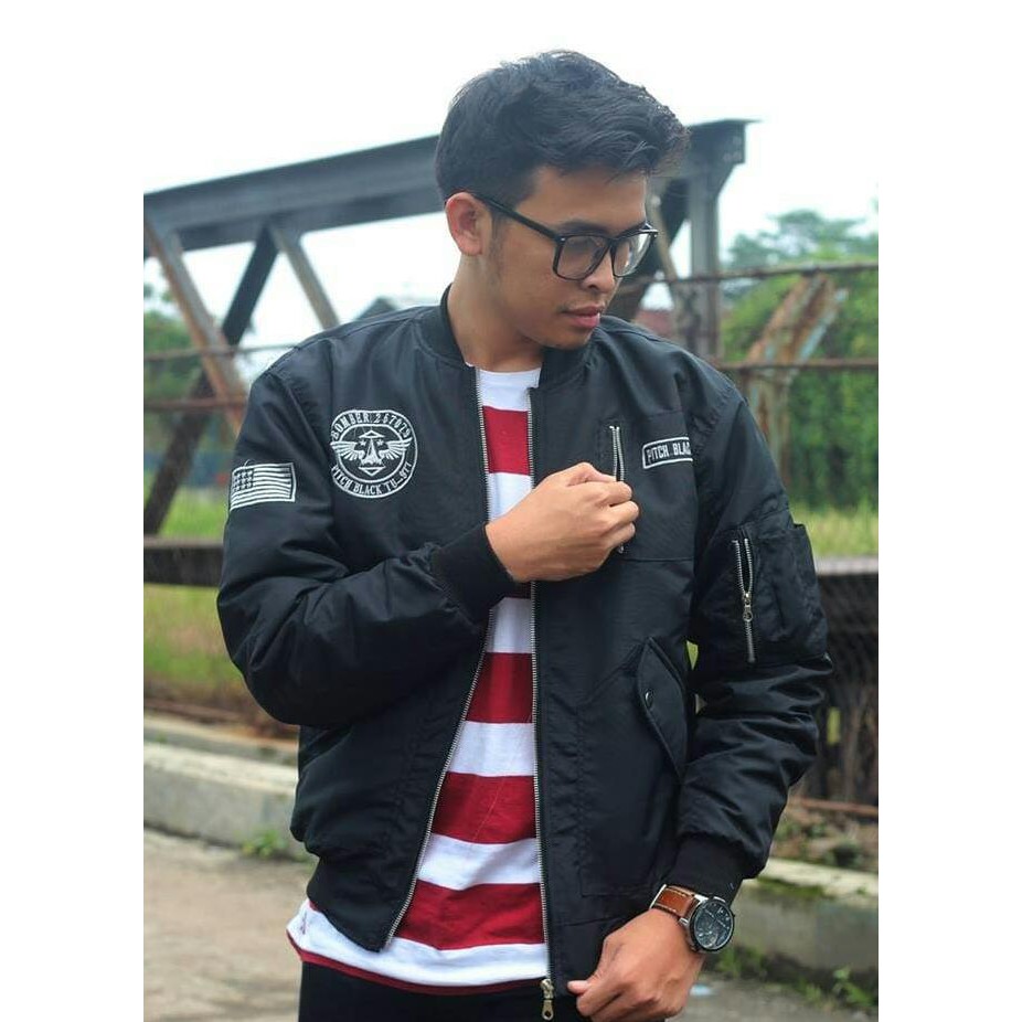 YS JAKET BOMBER MG HITAM PITCH BLACK / JAKET BOMBER HITAM VTG