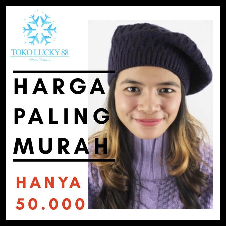 Topi Baret Beret Rajut Wool Circle Hat Baret