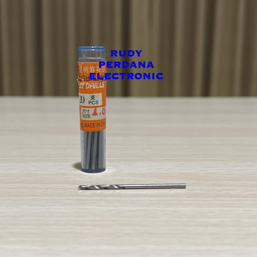 MINI DRILL SILVER TWIST BIT HSS MATA BOR PLASTIK KAYU PCB 1.8MM 1.8 MM