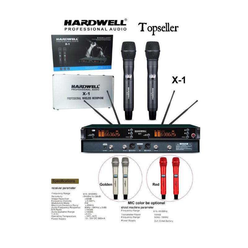 MIC WIRELESS HARDWELL X1 X1 HANDHELD ORIGINAL MIC VOKAL HARDWELL GARANSI