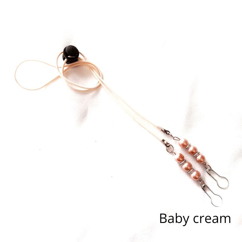 KALUNG MASKER 2 IN 1 MUTIARA / KONEKTOR SEKALIGUS STRAP MASKER HIJAB-KM Baby cream