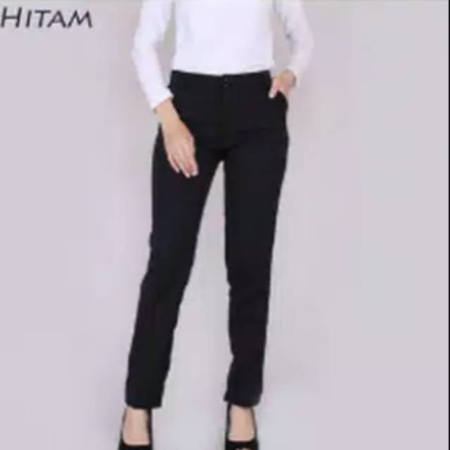 Celana Panjang Wanita Kantor Formal Resmi Kain Hitam Polos M L Xl Terbaru Termurah Terlaris Tov99 Shopee Indonesia