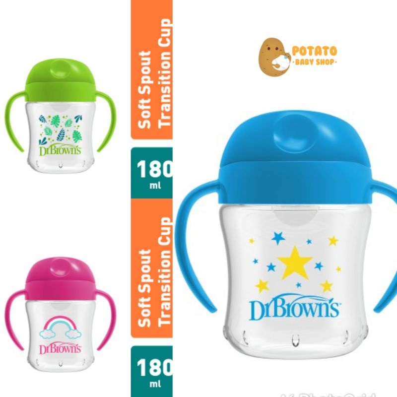 Dr Brown’s Soft Spout Transition Cups 6m+ 180ml / Botol Minum Anak