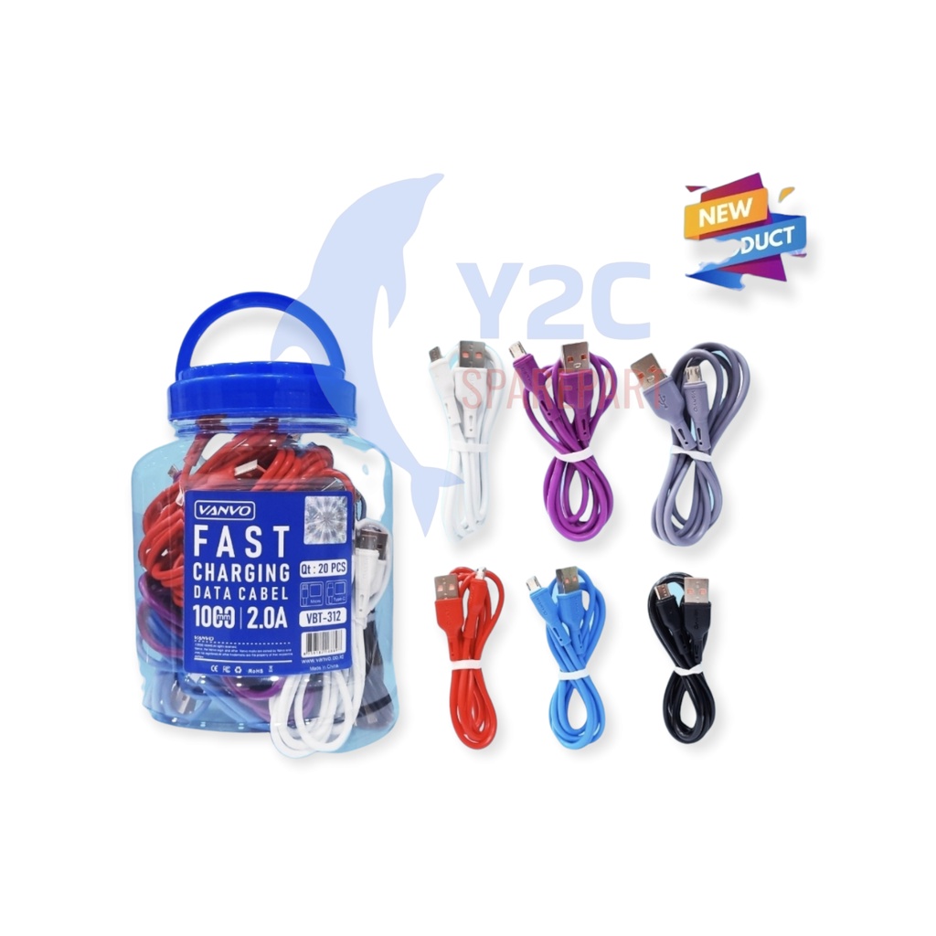 KABEL DATA VANVO VBT-312 MICRO USB FAST CHARGING QUALCOMM UNIVERSAL OPPO VIVO REALME SAMSUNG XIAOMI A37 A39 A3S A5S F3 F5 F7 F11 Y12 Y91 Y93 Y95  V5 V7 V9 C2 A1K 3 5 5I PRO G530 G532 J200 J320 J330 J400 J500 J5 J7 PRIME REDMI 2 3 4 5 6 6A 7 7A 8 8A NOTE