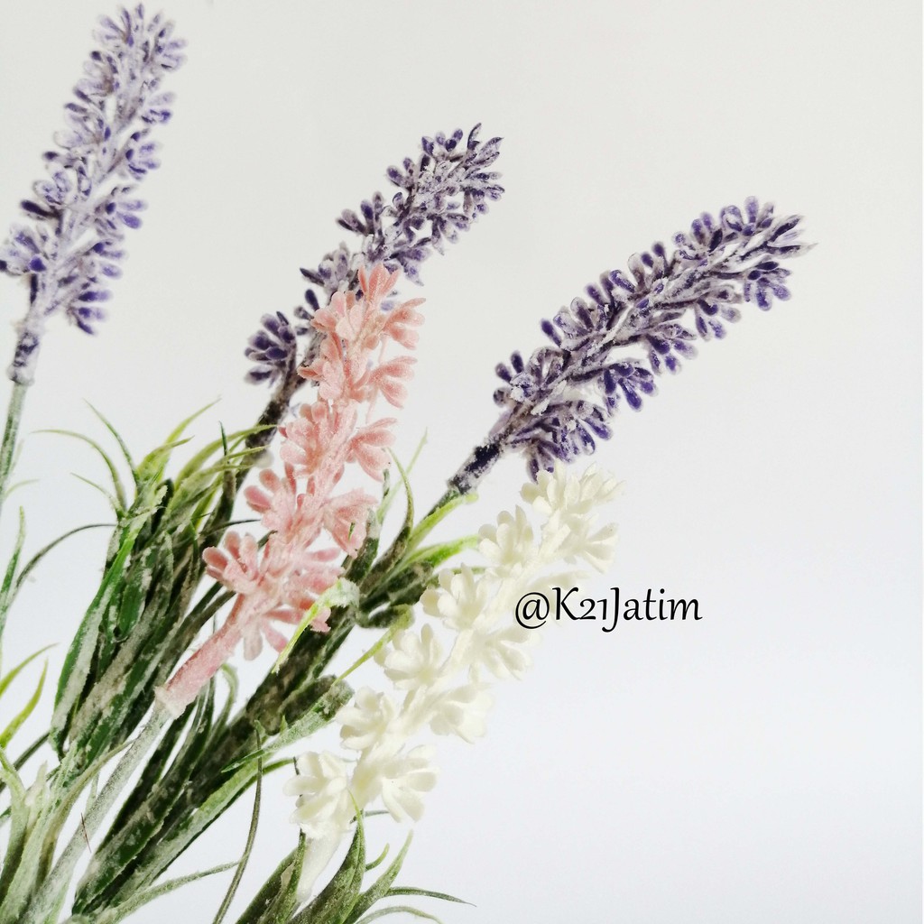 AF08 Bunga Plastik / Artificial Flower Lavender Snowy Import Dekorasi-5