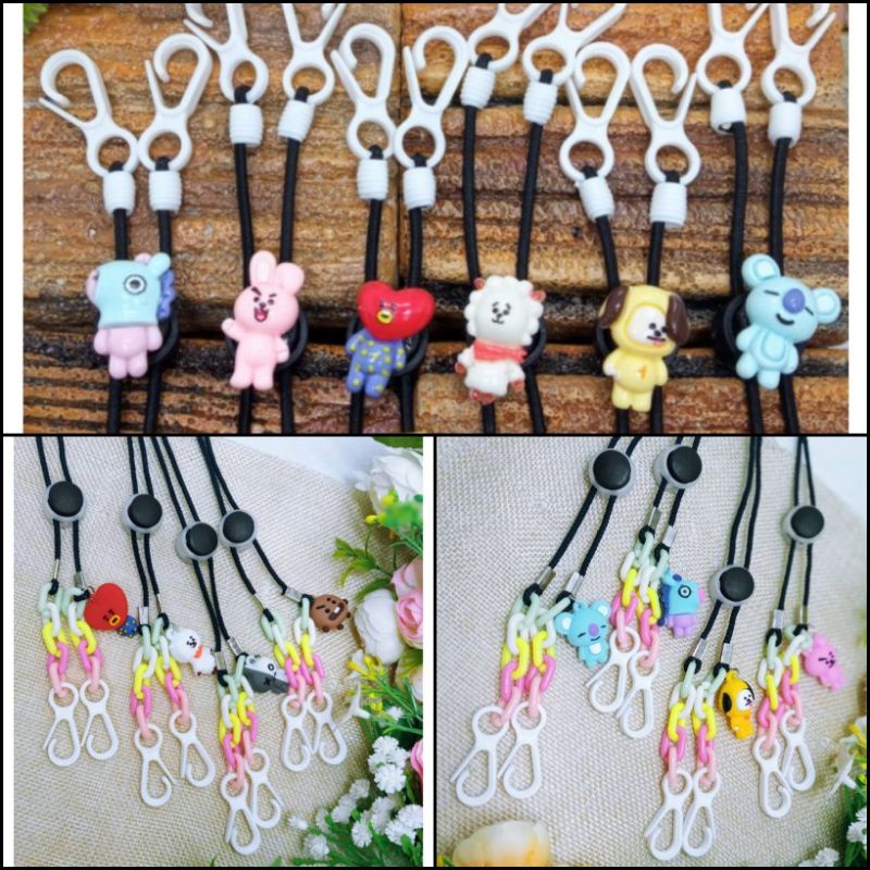 Kalung Masker Strap Masker Anak Karakter Charm BTS  Tali Masker Lanyard Starp Mask