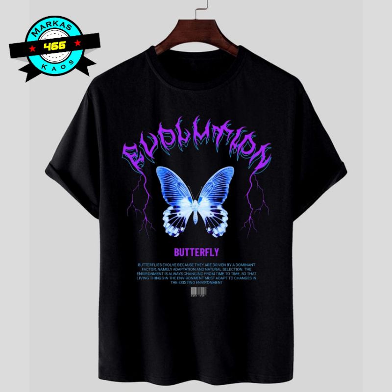 ( COD ) Kaos  Streetwear Evolution Butterfly / Baju Oversize Evolution Butterfly / T-shirt Evolution