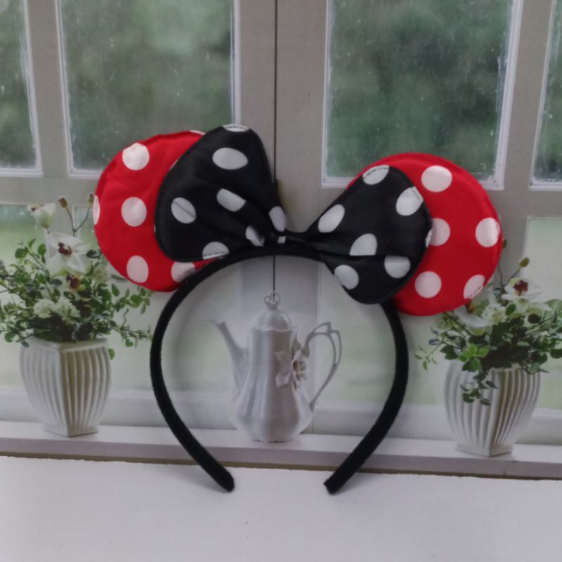 Bando Pesta Isi 6Pcs Bando Pita Merah Polkadot Grosir