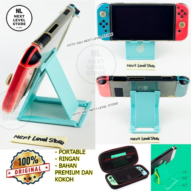 (BLUE) Nintendo Switch Ultra Thin Folding Stand Standing Dock Akitomo