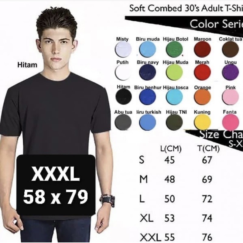 KAOS POLOS kain katun COMBED 30S