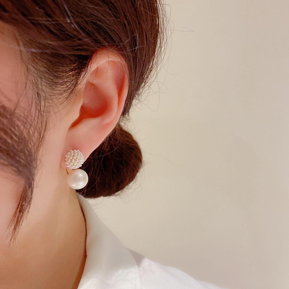 Mxbeauty Anting Mutiara Retro Sederhana Perancis Kembali Anting Gantung Mutiara Besar Bulat Anting Perempuan