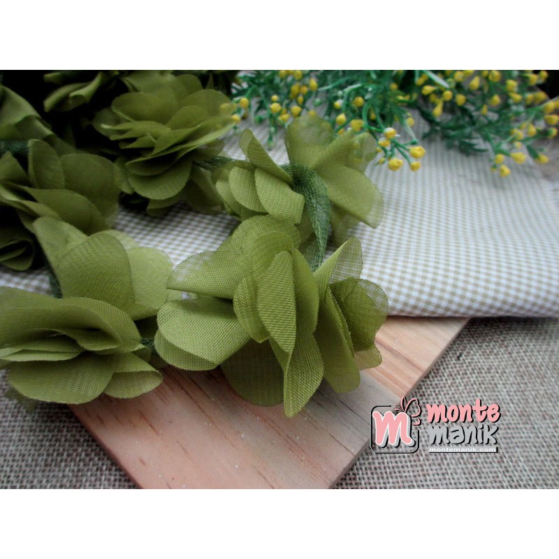 Aplikasi Bunga Frill Hijau Lumut (APB-037)