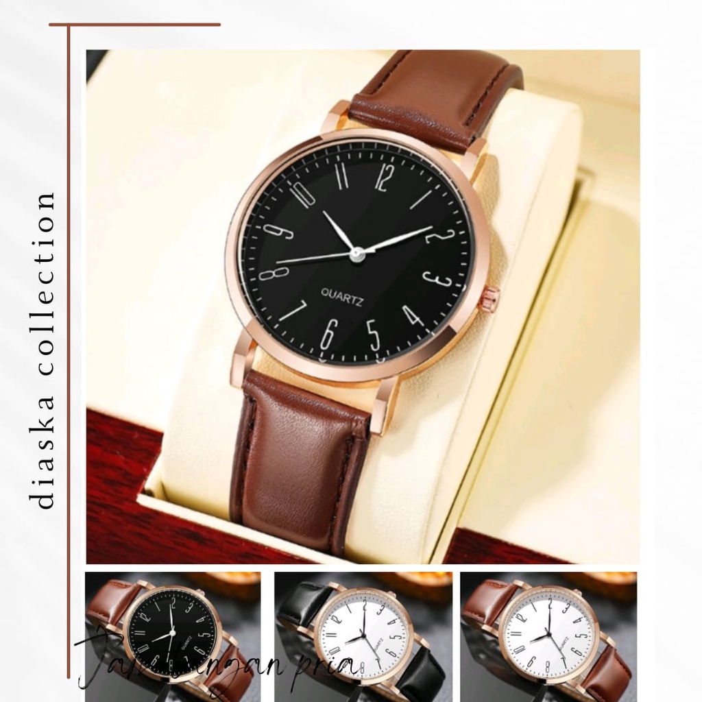 Jam Tangan Analog Pria Tali Pu Leather / Jam Tangan Pria Casual (017PU)