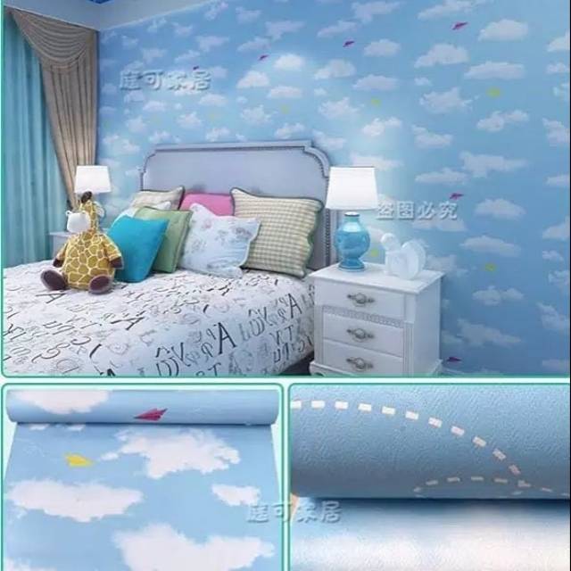 Jual WALLPAPER DINDING MOTIF AWAN LAYANG BIRU Indonesia|Shopee Indonesia