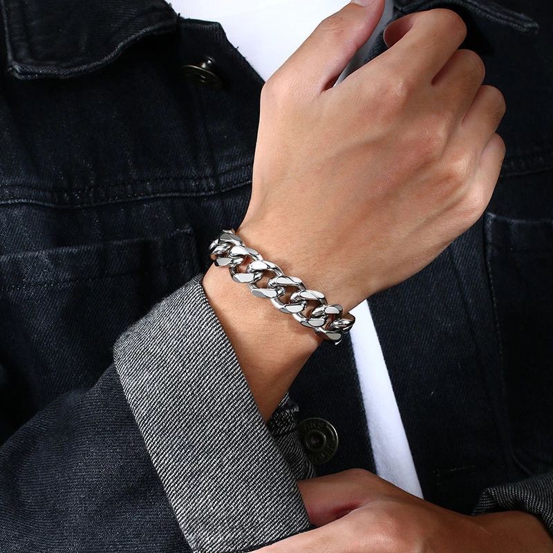Gelang Titanium Rantai Jumbo Besar Untuk Pria / Stainless steel