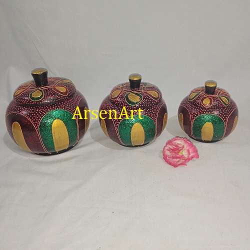 Pajangan Toples Kayu Antik Keller Kayu Antik 1 Set Isi 3 Pcs Bisa Pilih Motif