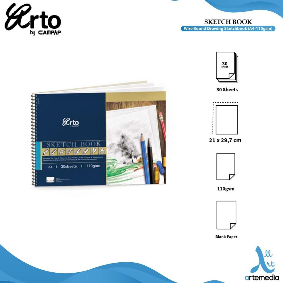

(Star PluS BY 9Ap1B[) Buku Sketsa Arto A4 110gsm Wire Bound Drawing Sketchbook ☄