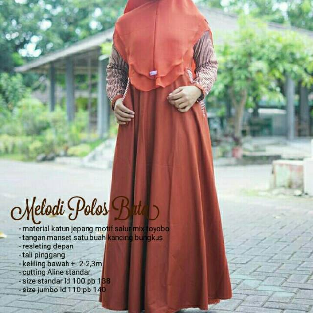 Gamis polos kombinasi motif salur katun jepang mix toyobo Melodi bata