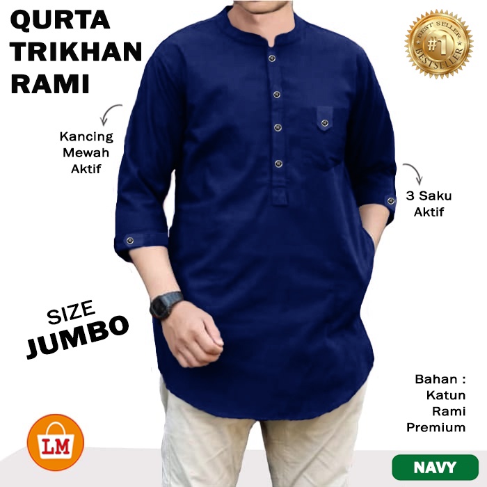 Baju Koko QURTA TRIKHAN RAMI JUMBO Bahan Katun Rami M - XXXL TERBARU TERMURAH TERLARIS LMS 27658 27660 27662 27664 27666