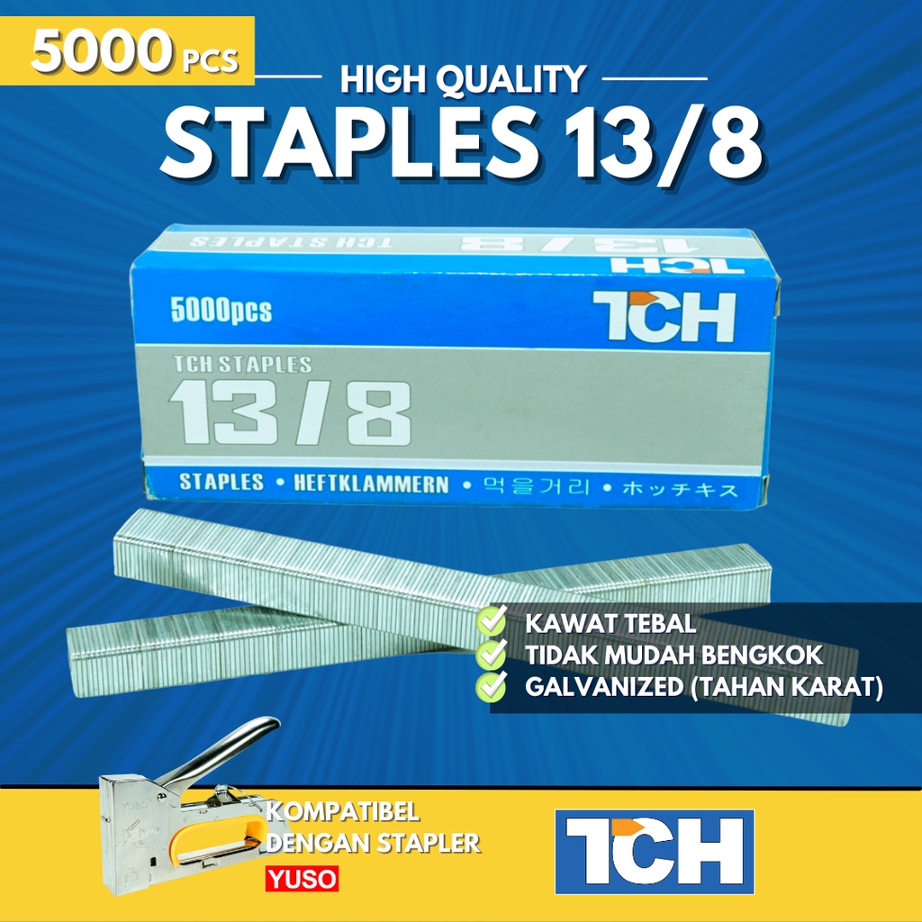 Isi Staples TCH manual tembak 13/8 Tacker 8mm Jok stapler r23 refill