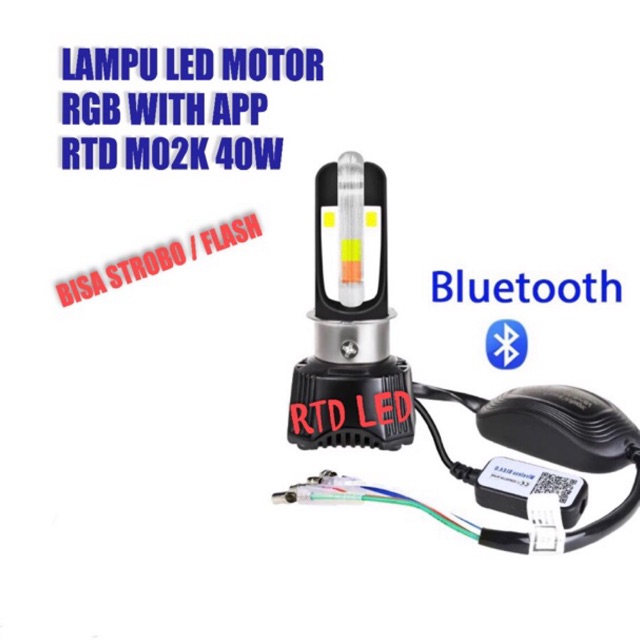 Lampu Led Motor H4 H6 RTD M02K App RGB 29 Mode Original RTD