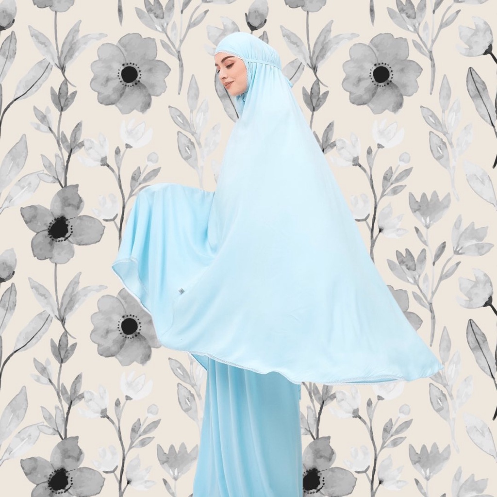 Mukena Travel Giggles - Faith Biru | Mukena Katun Rayon Polos