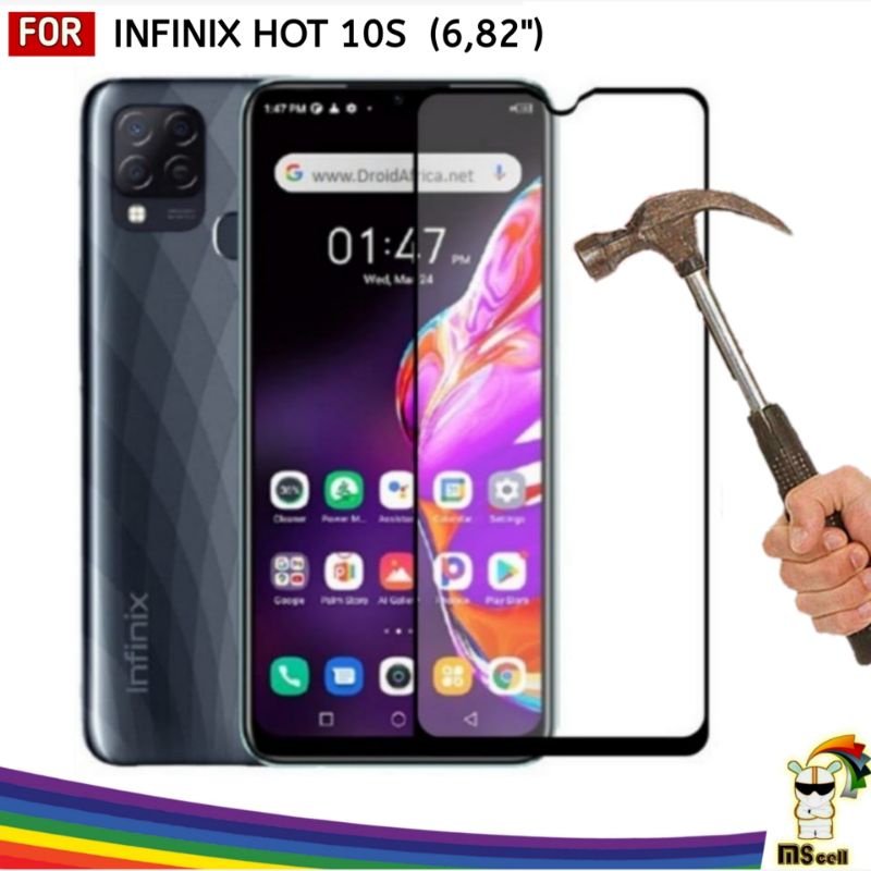 Tempered Glass Infinix HOT 10S Full Cover - Tg Hot 10 S 9H 5D Anti Gores kaca Gorila Full lem