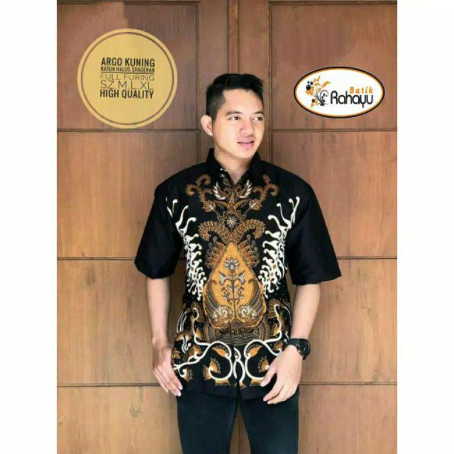 Argo Kuning Rahayu Kemeja Batik Lengan Pendek Katun Primisima Fashion Batik Seragam Batik