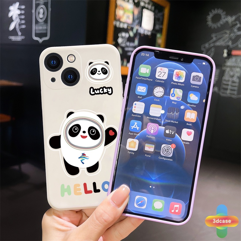 Case Compatible For IPhone 12 11 13 PRO MAX 6 7 6S 8 Plus X XR XS MAX 11 12 13 mini Se 2020 6SPlus 7Plus 6Plus 8Plus XSMAX A54 A15 A16 A9 A5 A7 A5S Y12 Y20 Panda Bing Dwen Dwen Silicone TPU Phone Case Cover