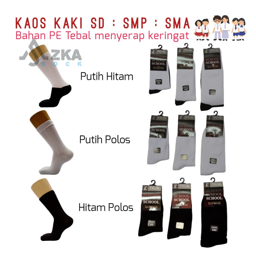 Kaos Kaki Sekolah Bahan PE Tebal (SD SMP SMA)