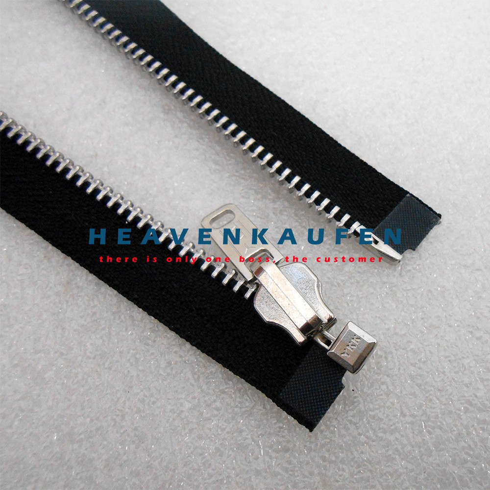 Resleting Zipper YKK 45 cm Gigi Besi Hitam - Silver Bolak Balik