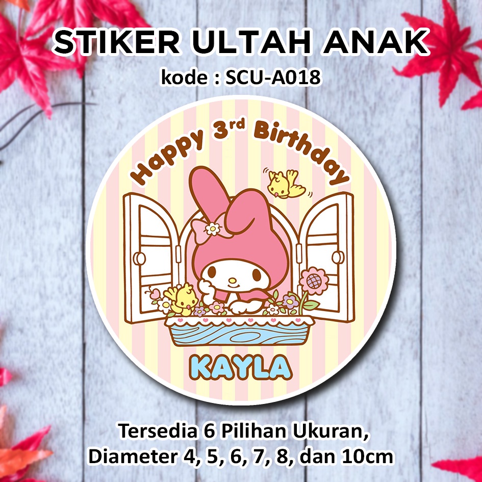 

STIKER ULANG TAHUN ANAK MY MELODY STICKER LABEL BINGKISAN SOUVENIR KEMASAN KOTAK NASI BOX KUE MAKANAN