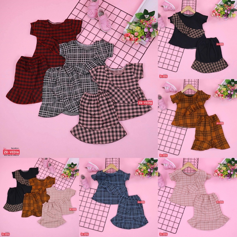 [MOTIF] Setelan Lolly Anak uk 1-4 Tahun / Atasan Bawahan Rok Perempuan Baju Model Dress Cewek Import