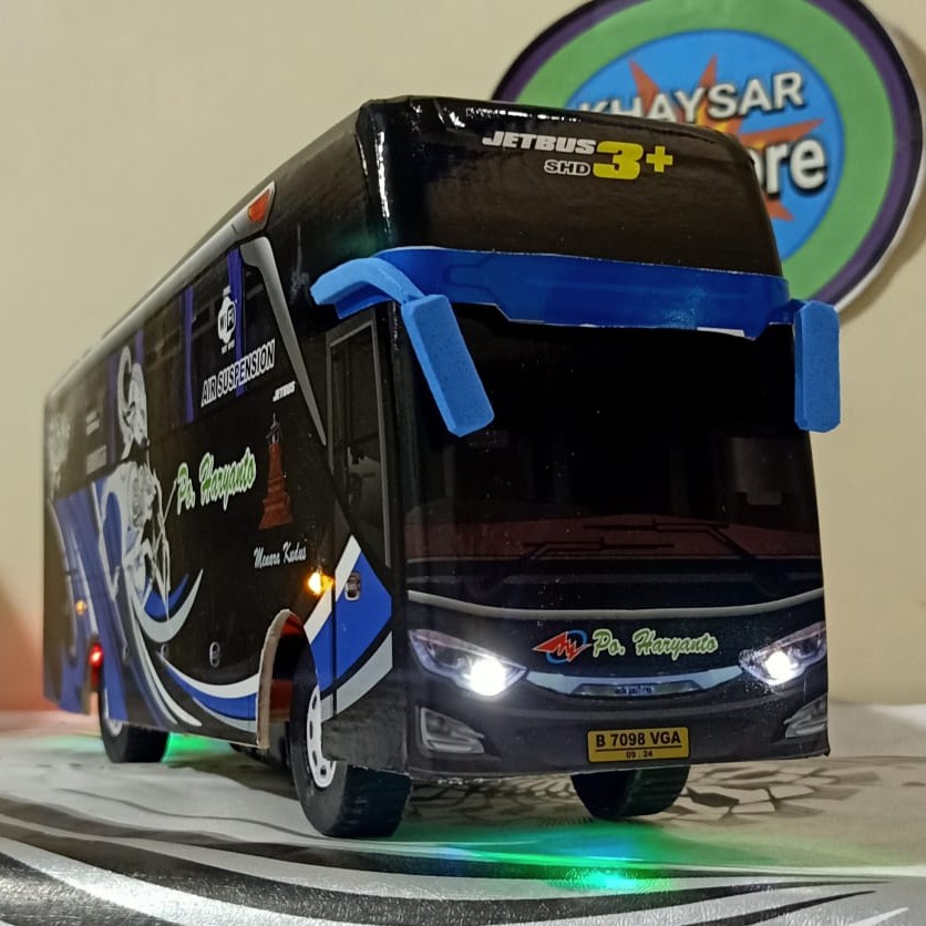 miniatur bus HARYANTO Rama Shinta BIRU PLUS LAMPU