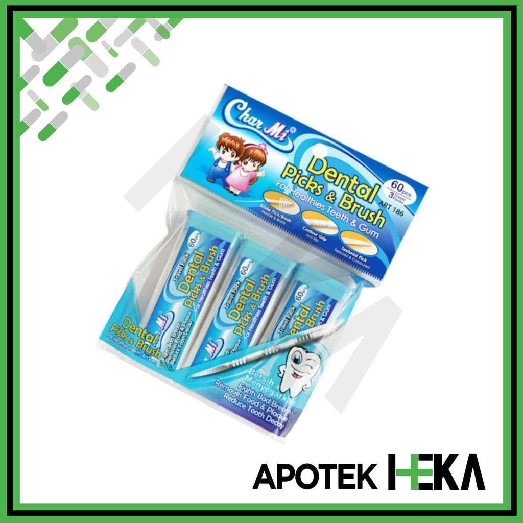 Charmi Dental Picks &amp; Brush isi 180 - Tusuk Gigi Benang (SEMARANG)